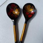 Vintage Hand Painted Khokloma Wood Spoons