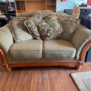 Photo of Mediterranean style cloth covered loveseat 