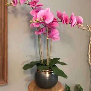 Photo of Two BeautifulFaux Orchids in decorative pots