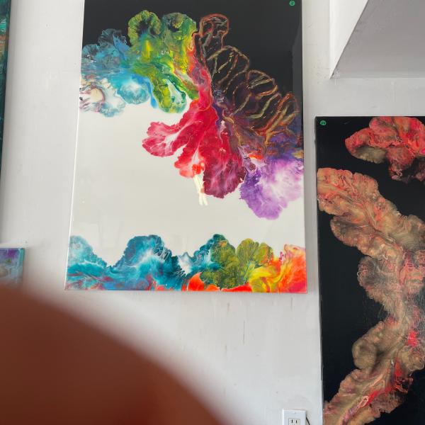 Photo of  Abstract rainbow 30" x 40" x 75" on abstract liquid art 