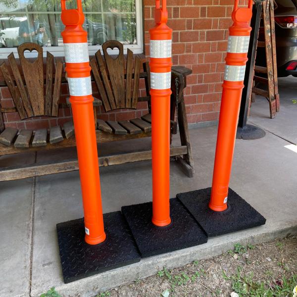Photo of 3 New 45” Orange Delineators With Base (sold as set)