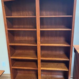 Photo of Mission style free standing shelving unit 