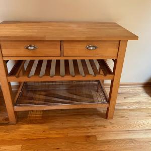 Photo of Crate and Barrel Butcher block free standing kitchen island