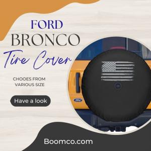 Photo of Shop Now Bronco soft Spare Tire Cover with Distressed Flag Design | Boomerang