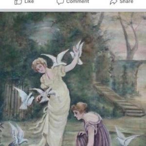 Photo of Antique canvas painting from late 1800 or early 1900s 
