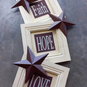 Photo of Faith, Hope, Love Plaques w/ accent stars