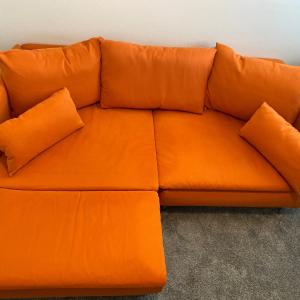 Photo of Orange Couch with Ottoman 