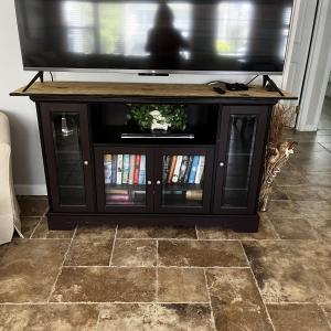 Photo of All wood and glass t.v  stand
