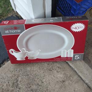 Photo of Brand New Turkey Plate with sugarer and creamer - $20.