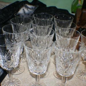 Photo of Vintage Signed Waterford Lismore Water Goblet set of 13