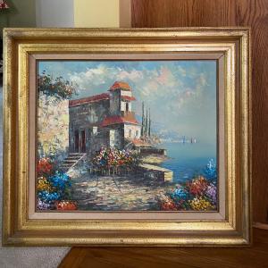 Photo of Painting circa 1970s  in custom gold frame 