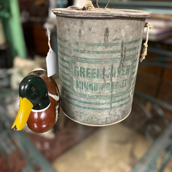 Photo of Antique Metal Green River Metal Minnow bucket