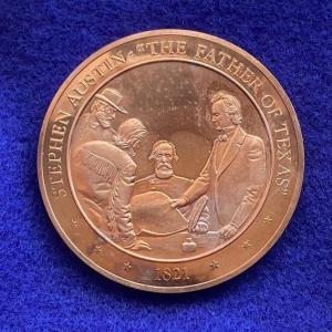 Photo of Stephen Austin "The Father of Texas" 1821, Franklin Mint, Coin, Medal, Exonumia,