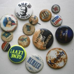 Photo of Assorted Vintage Pinback Buttons and GOP Elephant Pin
