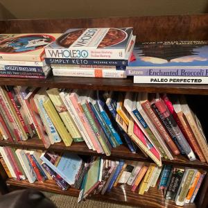 Photo of Wood shelving with cookbooks