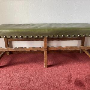 Photo of Long Wood Bench with Vinyl Seating