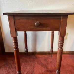 Photo of Antique Small Square Side Table with Drawer