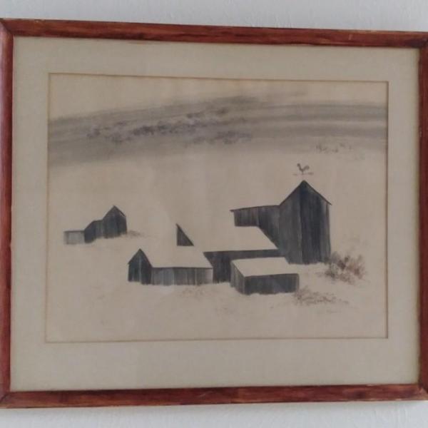 Photo of Framed Print "Barns in Snow"