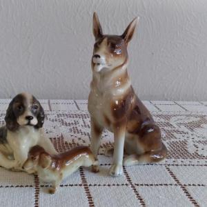 Photo of 3 Glazed Ceramic Dogs