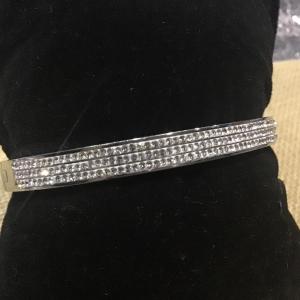Photo of Beautiful Stainless Steel Faux Diamond Hinged Bracelet