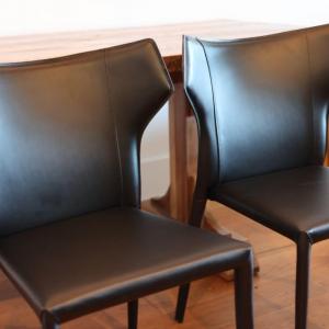 Photo of Two Leather Wing Back Side Chairs - From Eclectic Homes