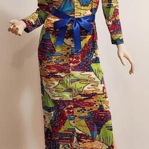 Photo of Vtg 1970s  Maxi hand painted print dress nature