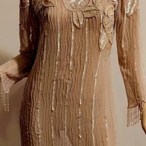Photo of Vtg 70s Layering Silk Embellished  Jack Bryan Fringed dress