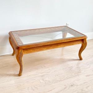 Photo of Etched Glass Insert Top Coffee Table