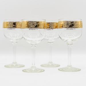 Photo of CULVER ~ Vtg. Gold Rimmed Wine Cocktail Glasses ~ Set Of Four (4)