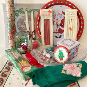 Photo of LOT 363C: Vintage Christmas Lot - Candles, Placemats, Coasters and More