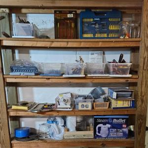 Photo of LOT 7B: Shelf Contents # 3 - Tools, Parts, Clothes Steamer, Dremel, Camp Stove