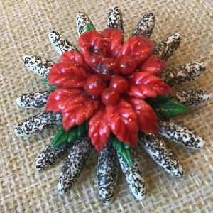 Photo of Vintage Poinsettia Brooch Cellulod Type