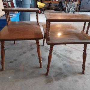 Photo of Pair of Mid Century Maple Step End Tables