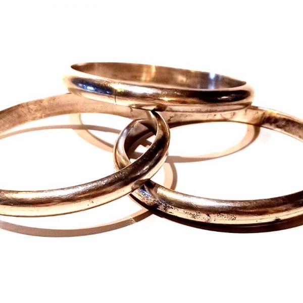 Photo of Set of 3 Solid Heavy Sterling Silver Bangle Bracelets
