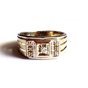 Photo of Antique Men's Diamond & 14K White Gold Ring / Wedding Band