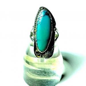Photo of Vintage Native American Sterling Silver & Turquoise Feather Ring by Tom Taylor