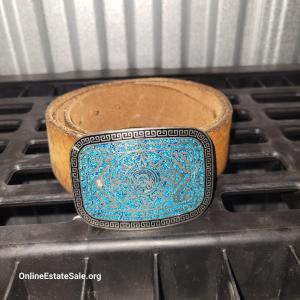 Photo of Turquoise Leather Belt Buckle