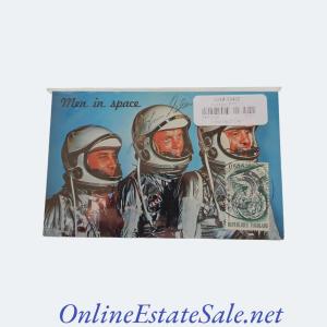 Photo of Men in space post card signed by John Glenn