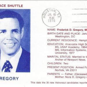 Photo of Frederick Gregory signed 1978 Space Shuttle commemorative First Day Cover