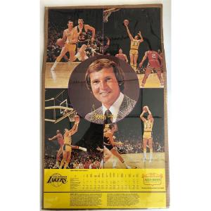 Photo of LA Lakers Jerry West signed statistics poster 
