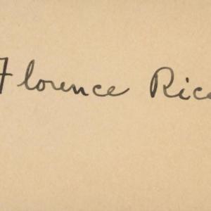 Photo of Florence Rice original signature