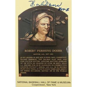 Photo of Bobby Doerr signed Baseball Hall of Fame Plaque Postcard