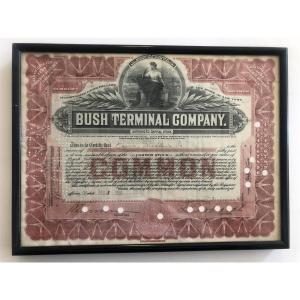 Photo of Framed Bush Terminal Company Stock Certificate