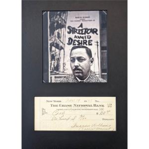 Photo of Tennessee Williams photo and signed check