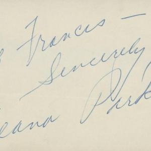 Photo of Eleanor Parker signed note