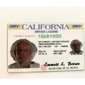 Photo of Back to the Future Emmett Brown CA Driver License