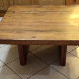Photo of Square laminated wood, butcher block coffee table