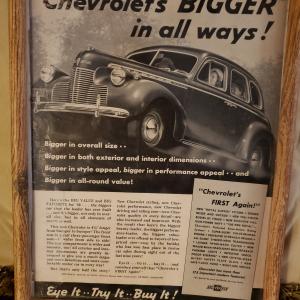 Photo of Vintage Cheverolet Car Ad bibber in all ways 11/20/1937