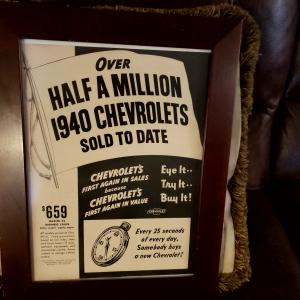 Photo of Vintage Chevy 1940's Car ad over half a million sold to date