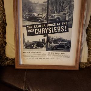 Photo of Vintage Chrysler Car AD from 03/27/1937 framed